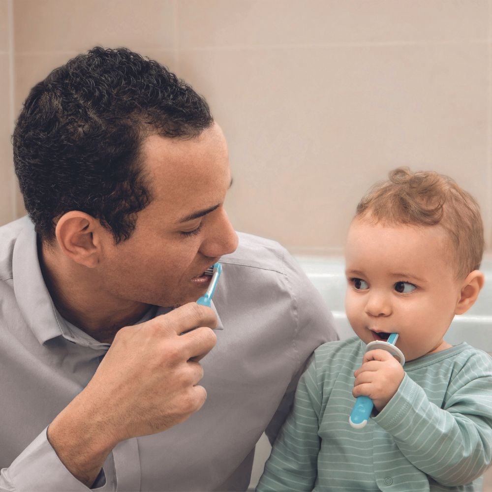 Escova Dental de Treinamento MAM para Bebês 5+ Meses Azul