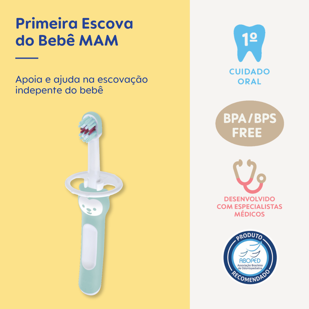 Primeira Escova Dental do Bebê MAM 6+ Meses Azul