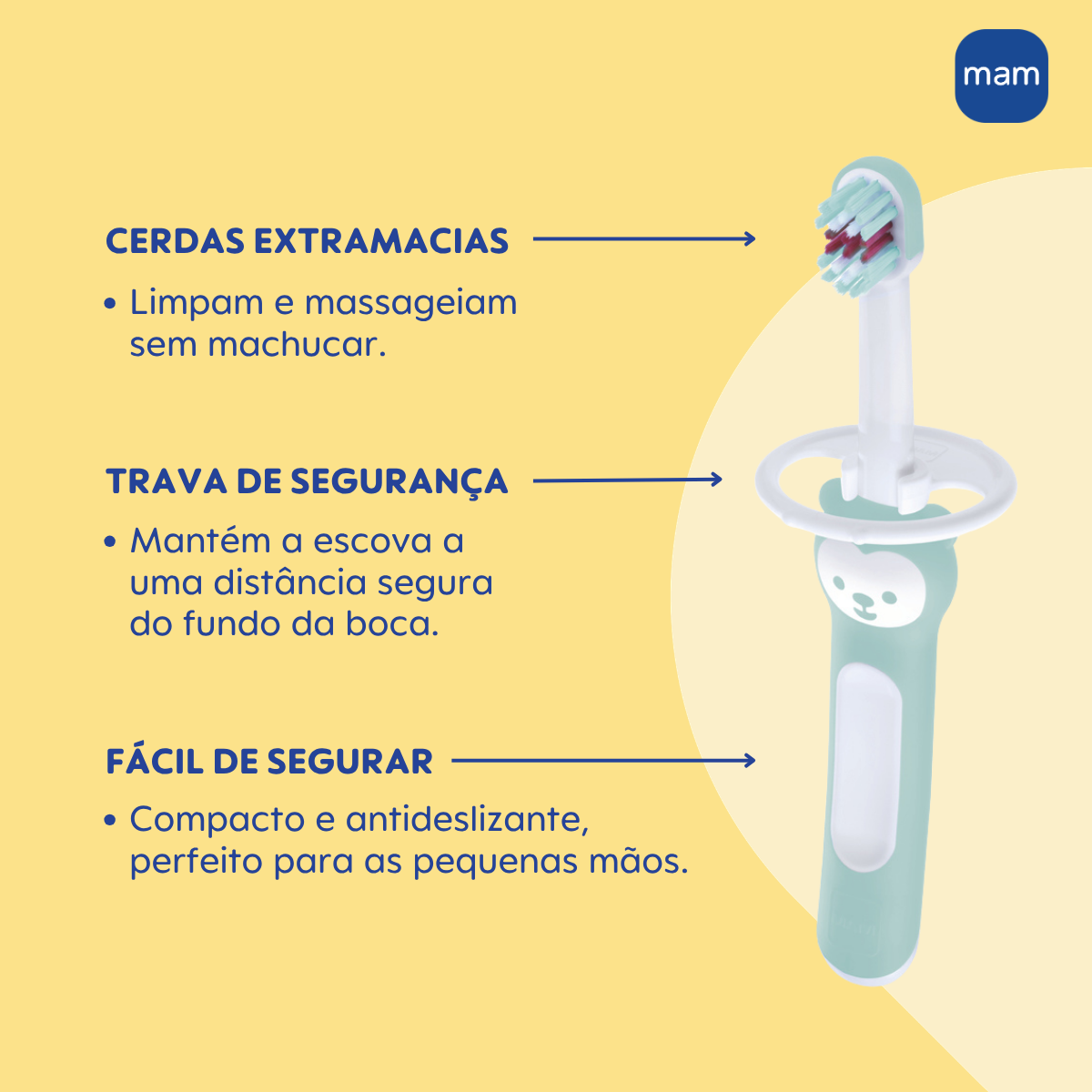 Primeira Escova Dental do Bebê MAM 6+ Meses Azul