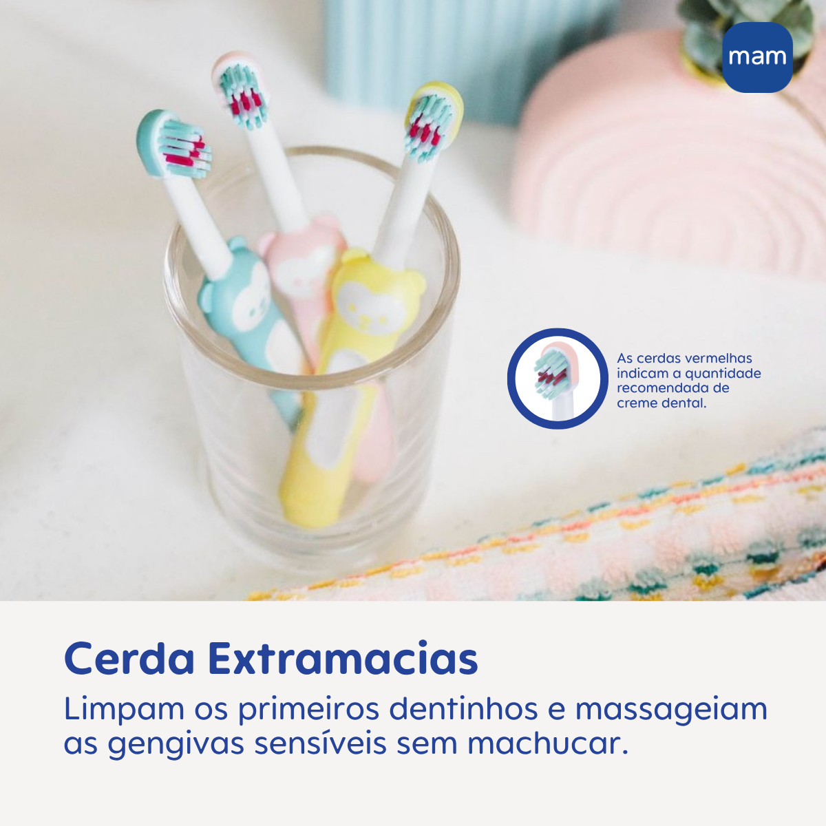 Primeira Escova Dental do Bebê MAM 6+ Meses Azul