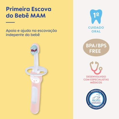 Primeira Escova Dental do Bebê MAM 6+ Meses Rosa