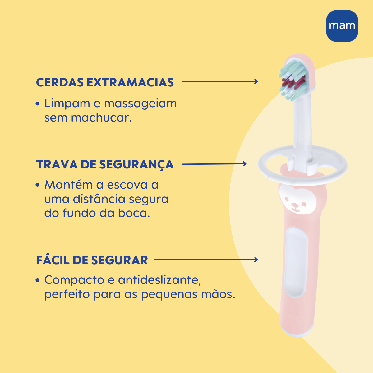 Primeira Escova Dental do Bebê MAM 6+ Meses Rosa