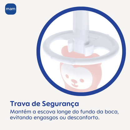 Primeira Escova Dental do Bebê MAM 6+ Meses Rosa