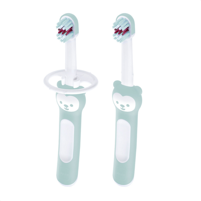 Kit Duplo Primeira Escova Dental do Bebê MAM 6+ Meses Azul