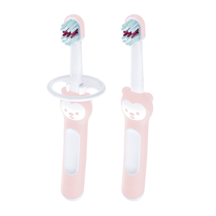 Kit Duplo Primeira Escova Dental do Bebê MAM 6+ Meses Rosa