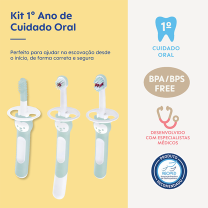 Kit 1º Ano de Cuidado Oral MAM 3+ Meses Azul