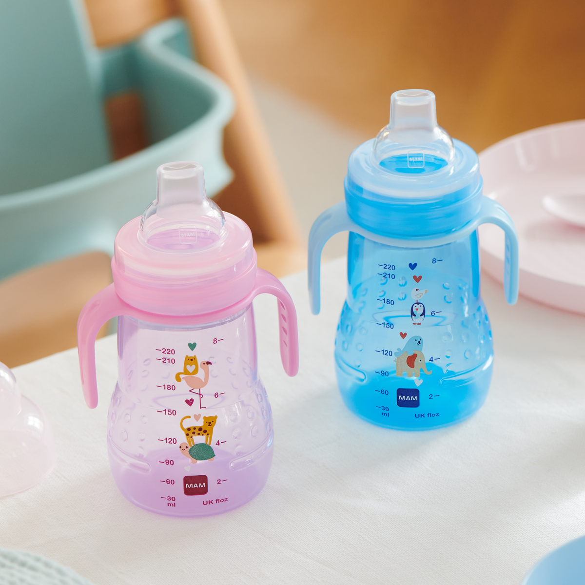 Copo de Transição MAM Trainer+ 220ml 4+ Meses Rosa