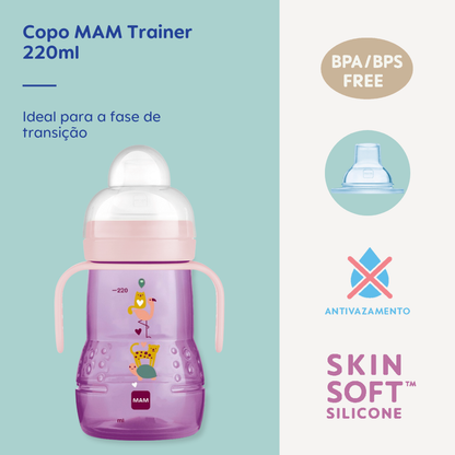 Copo de Transição MAM Trainer+ 220ml 4+ Meses Rosa