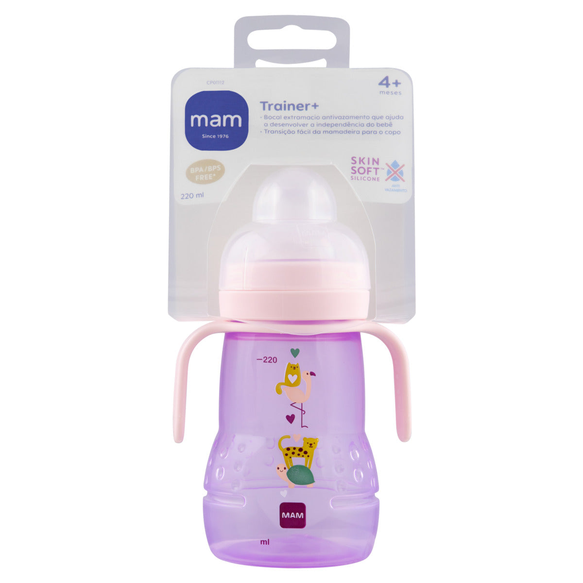 Copo de Transição MAM Trainer+ 220ml 4+ Meses Rosa