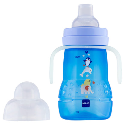 Copo de Transição MAM Trainer+ Night 220ml Brilha no Escuro 4+ Meses Azul