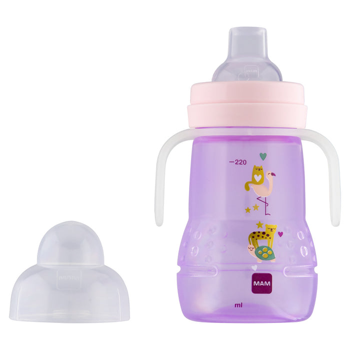 Copo de Transição MAM Trainer+ Night 220ml Brilha no Escuro 4+ Meses Rosa