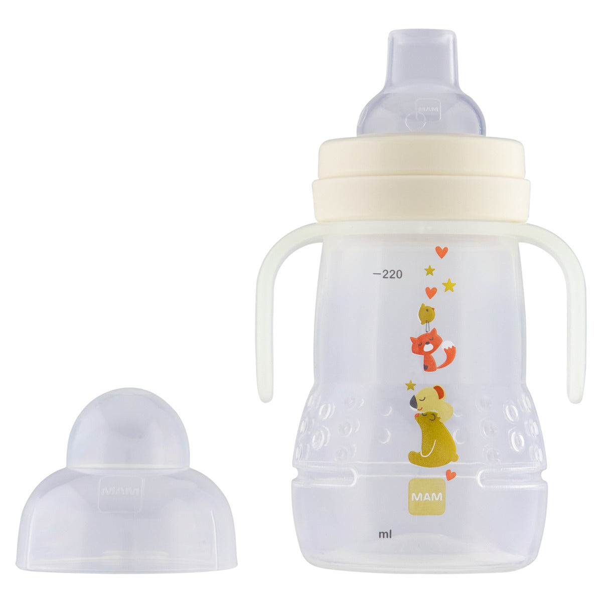 Copo de Transição MAM Trainer+ Night 220ml Brilha no Escuro 4+ Meses Neutro