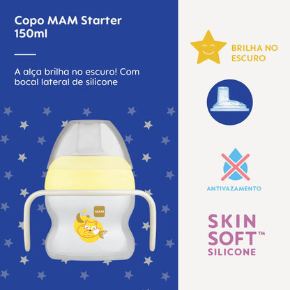 Copo de Transição MAM Starter Cup Night 150ml Brilha no Escuro 4+ Meses Neutro