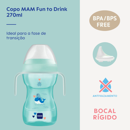 Copo de Transição MAM Fun to Drink 270ml 8+ Meses Azul