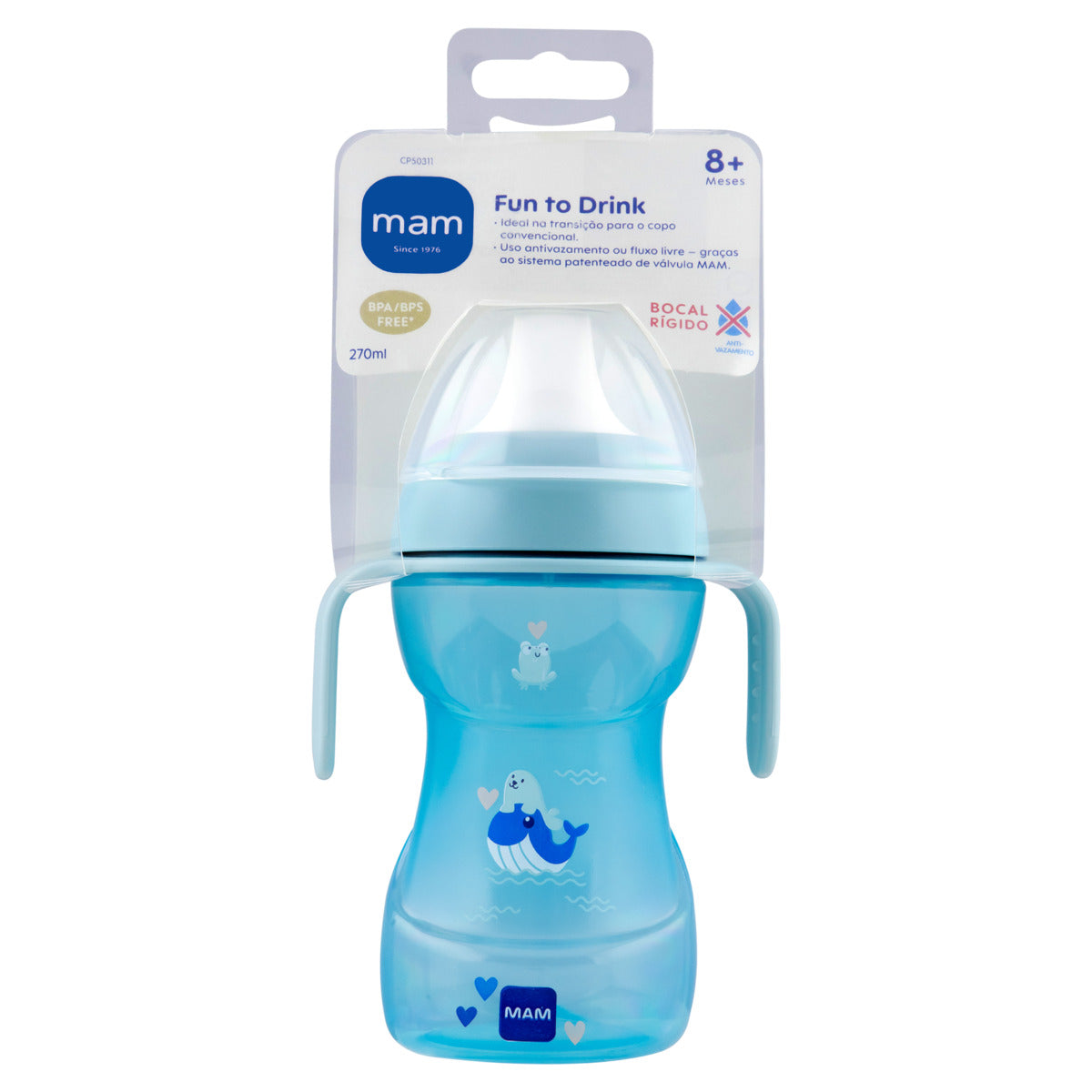 Copo de Transição MAM Fun to Drink 270ml 8+ Meses Azul