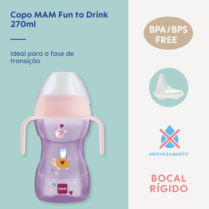 Copo de Transição MAM Fun to Drink 270ml 8+ Meses Rosa
