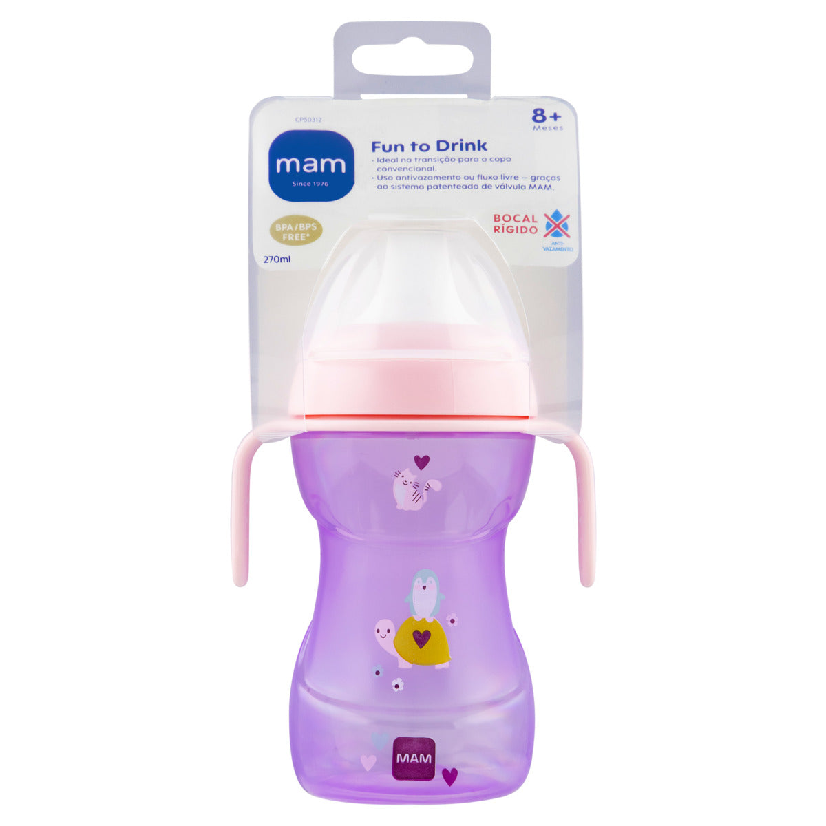 Copo de Transição MAM Fun to Drink 270ml 8+ Meses Rosa