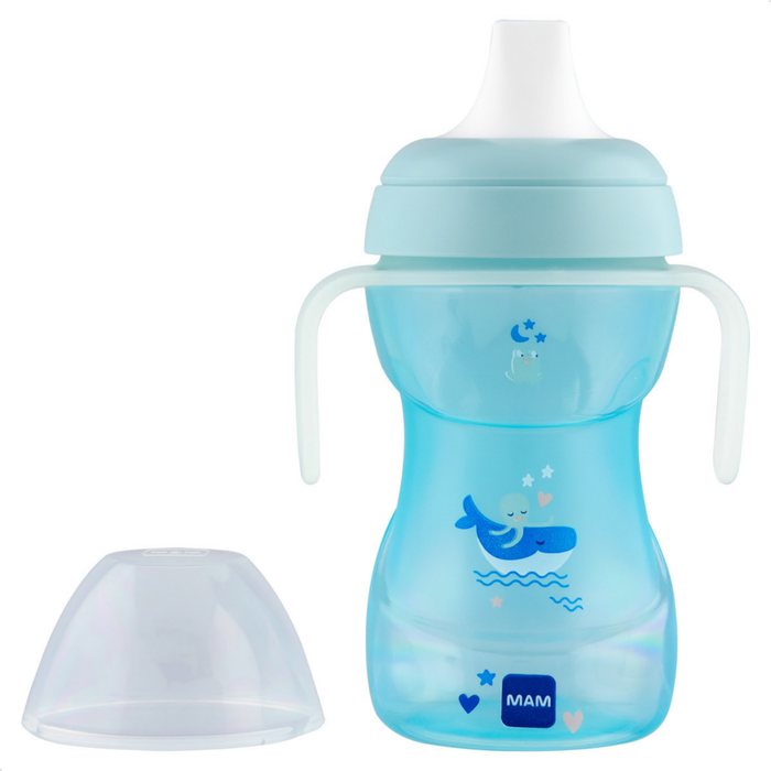 Copo de Transição MAM Fun to Drink Night 270ml Brilha no Escuro 8+ Meses Azul