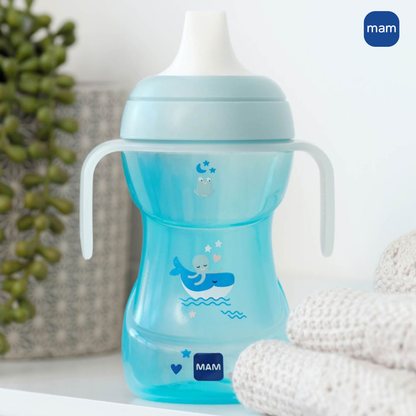 Copo de Transição MAM Fun to Drink Night 270ml Brilha no Escuro 8+ Meses Azul