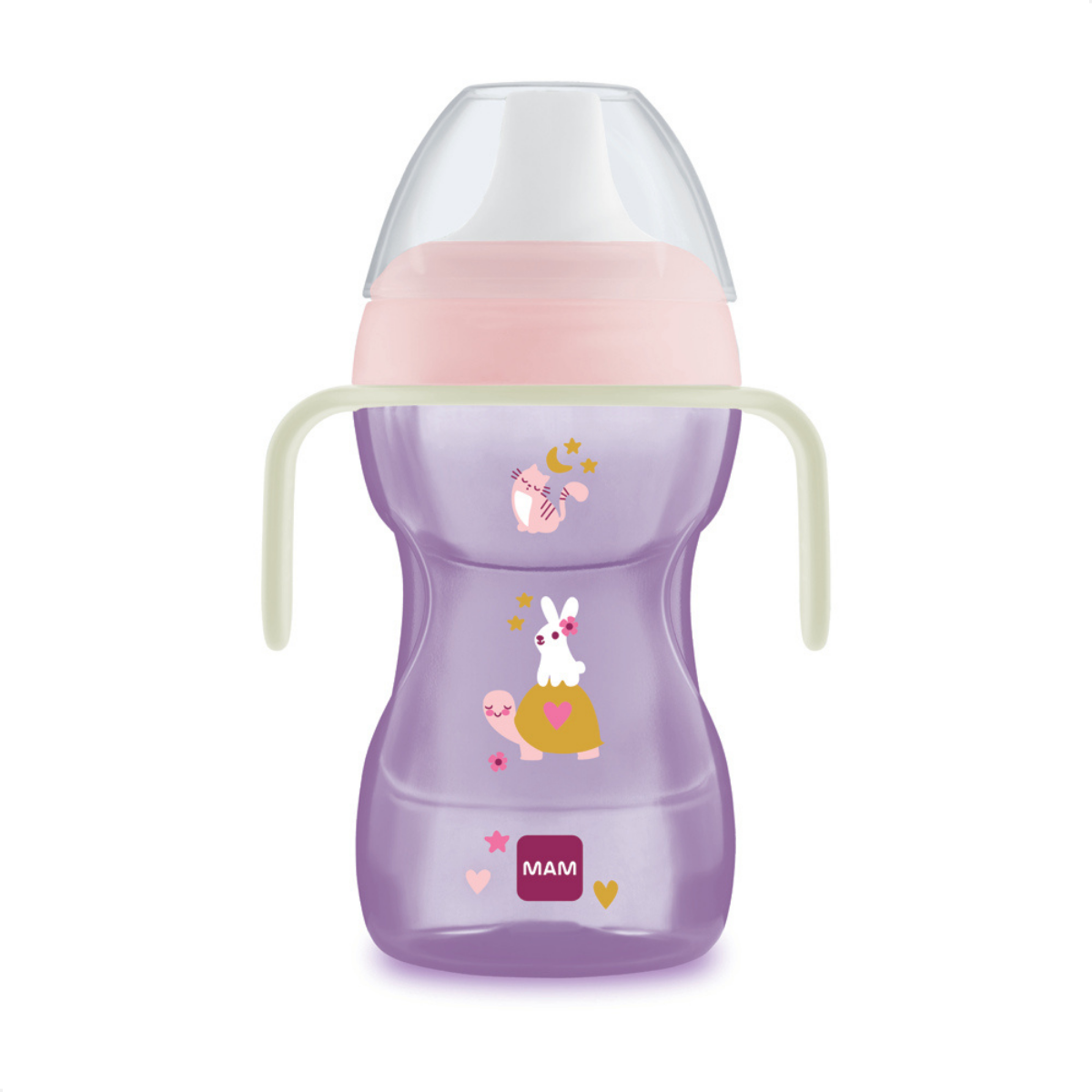 Copo de Transição MAM Fun to Drink Night 270ml Brilha no Escuro 8+ Meses Rosa