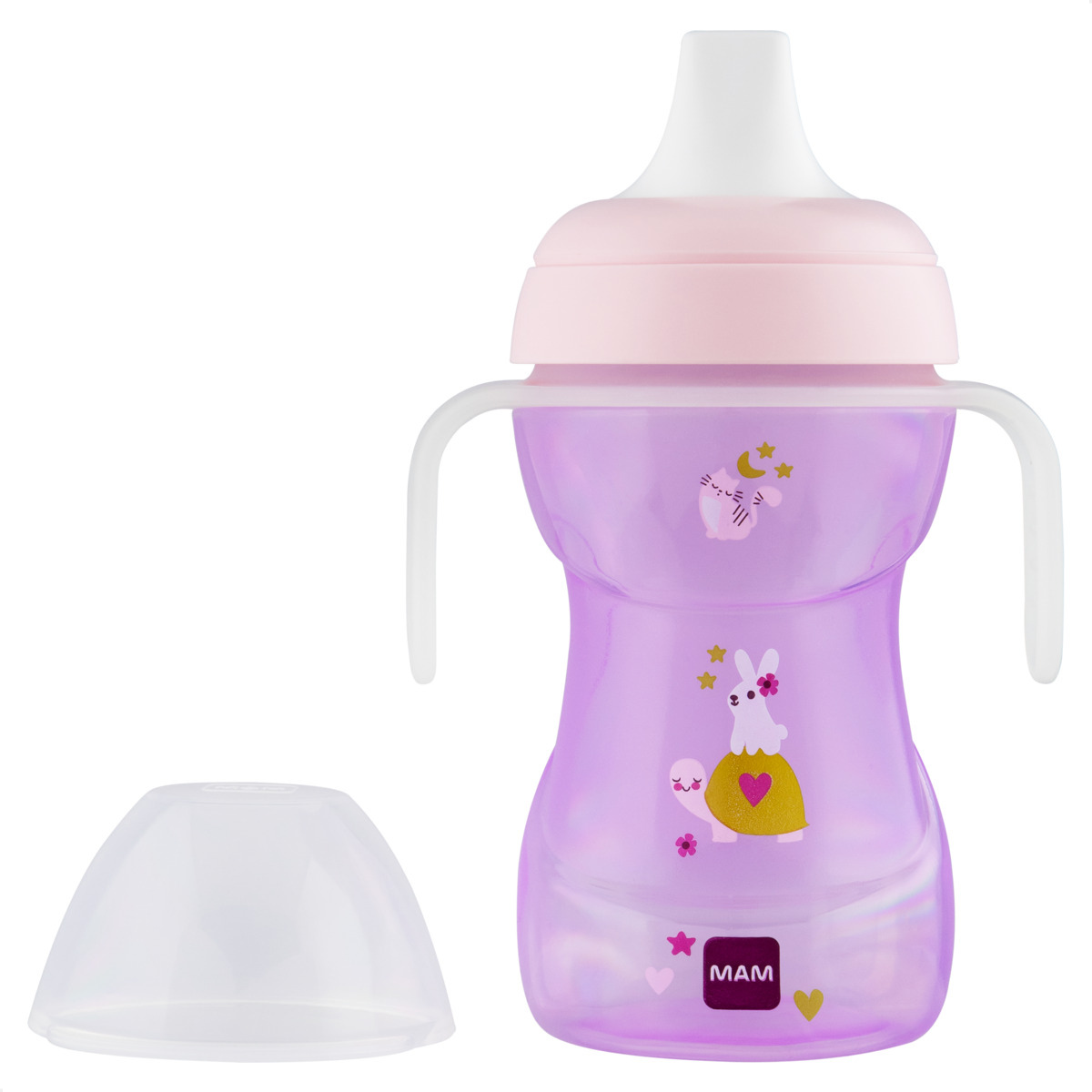 Copo de Transição MAM Fun to Drink Night 270ml Brilha no Escuro 8+ Meses Rosa