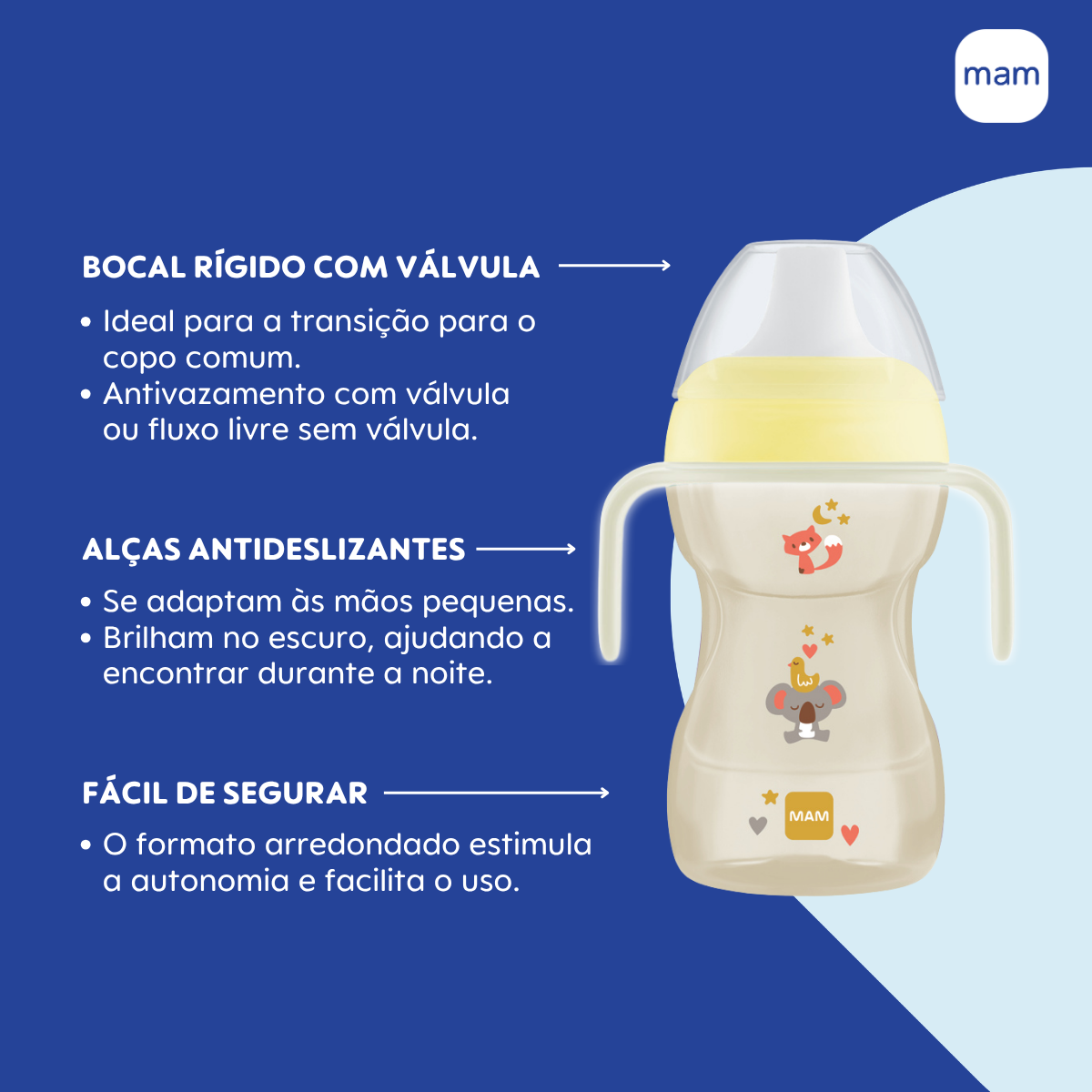 Copo de Transição MAM Fun to Drink Night 270ml Brilha no Escuro 8+ Meses Neutro