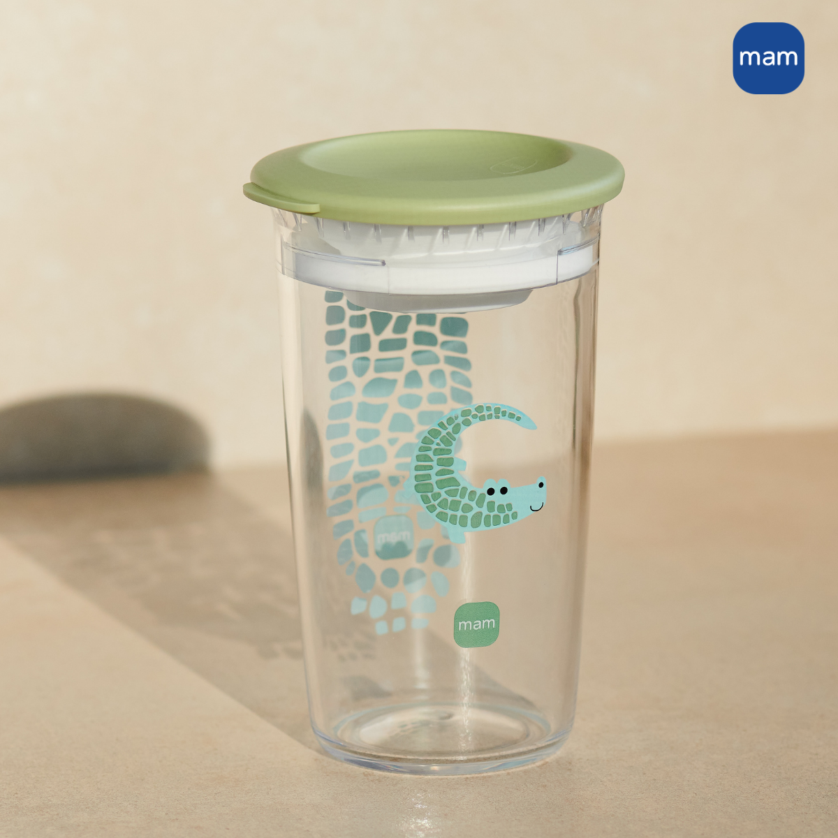 Copo de Transição 360° MAM Fácil de Beber 290ml 8+ Meses Com Tampa Verde