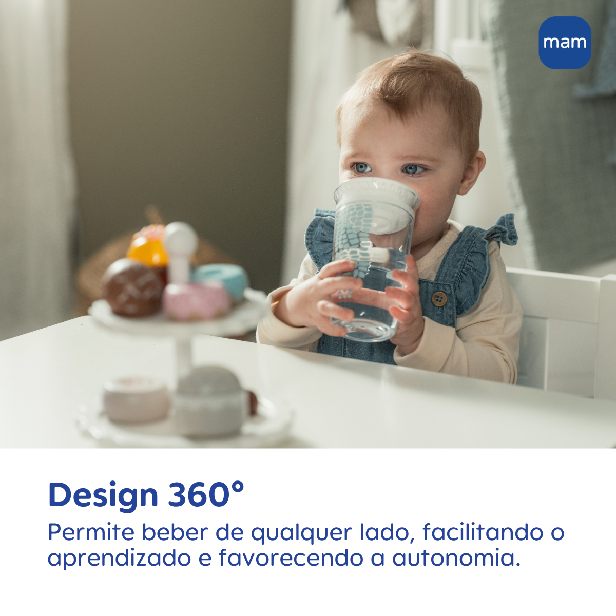Copo de Transição 360° MAM Fácil de Beber 290ml 8+ Meses Com Tampa Verde