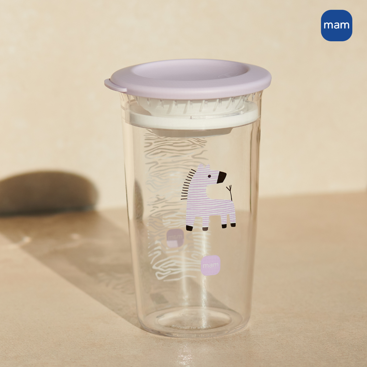Copo de Transição 360° MAM Fácil de Beber 290ml 8+ Meses Com Tampa Lilás