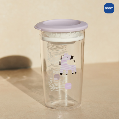 Copo de Transição 360° MAM Fácil de Beber 290ml 8+ Meses Com Tampa Lilás