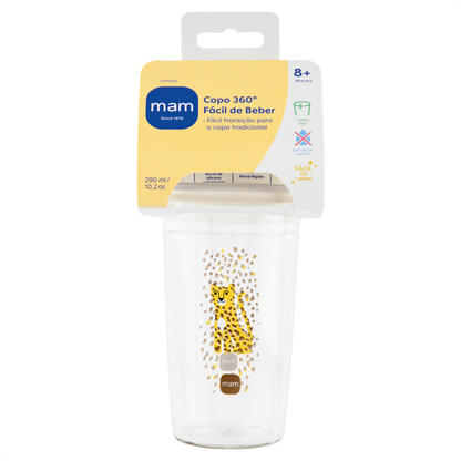 Copo de Transição 360° MAM Fácil de Beber 290ml 8+ Meses Com Tampa Neutra
