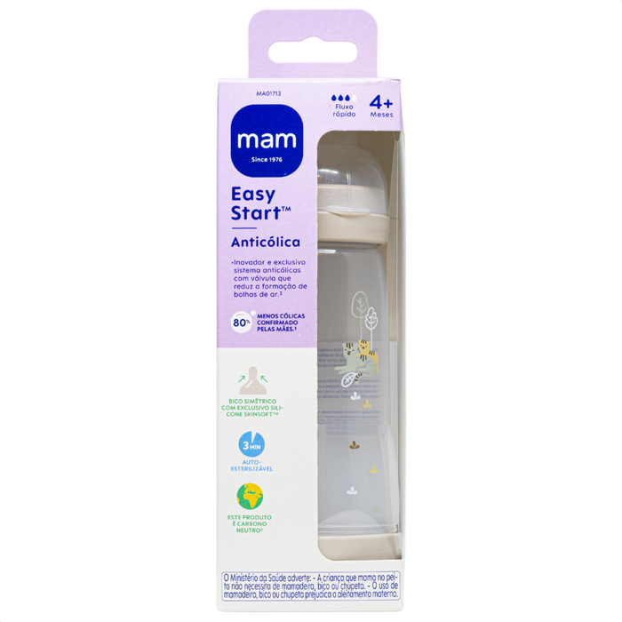 Mamadeira Mam Easy Start 320ml Anticólica e Autoesterilizável 4+ Meses Neutro
