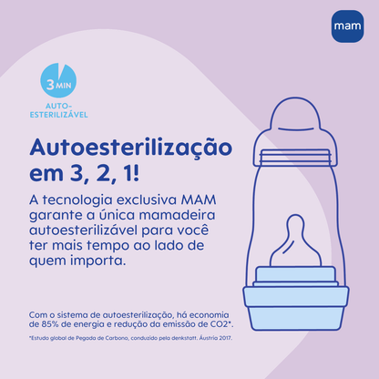 Mamadeira Mam Easy Start 320ml Anticólica e Autoesterilizável 4+ Meses Neutro