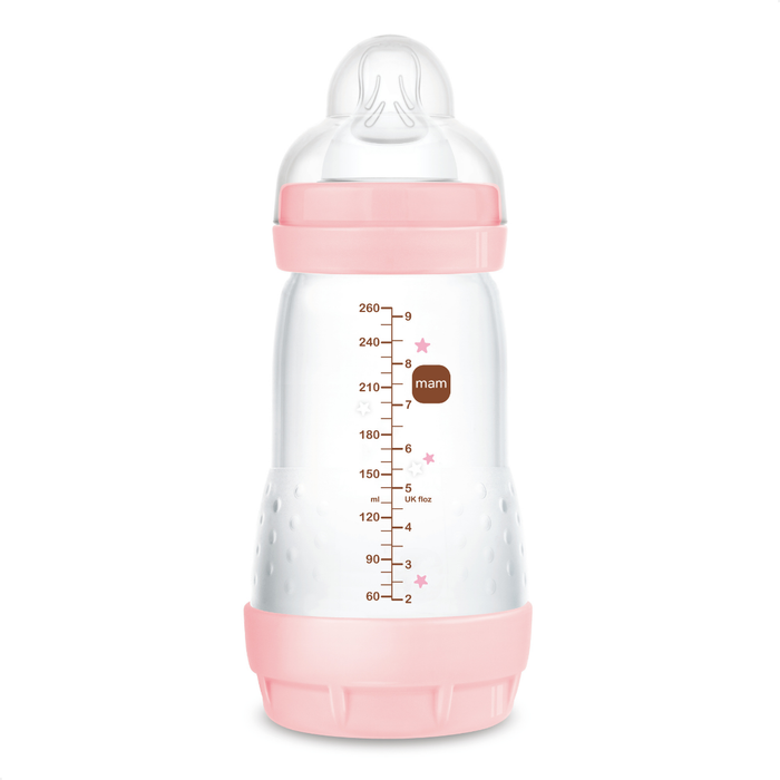 Mamadeira Mam Easy Start 260ml Anticólica e Autoesterilizável 2+ Meses Rosa