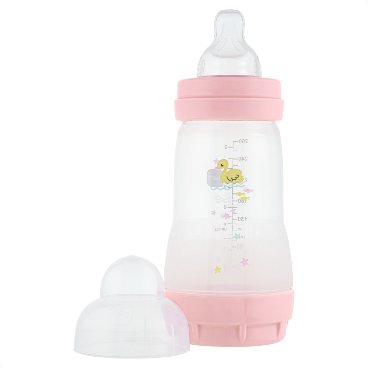 Mamadeira Mam Easy Start 260ml Anticólica e Autoesterilizável 2+ Meses Rosa