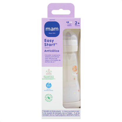 Mamadeira Mam Easy Start 260ml Anticólica e Autoesterilizável 2+ Meses Neutra