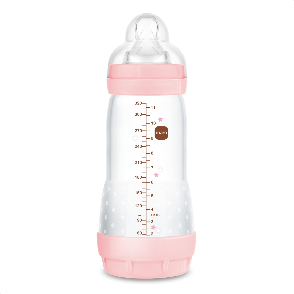 Mamadeira Mam Easy Start 320ml Anticólica e Autoesterilizável 4+ Meses Rosa