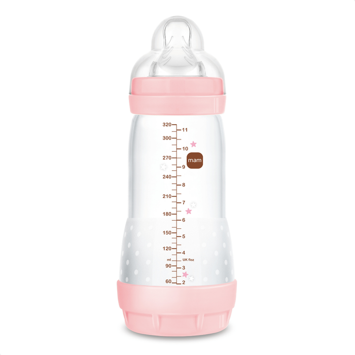 Mamadeira Mam Easy Start 320ml Anticólica e Autoesterilizável 4+ Meses Rosa