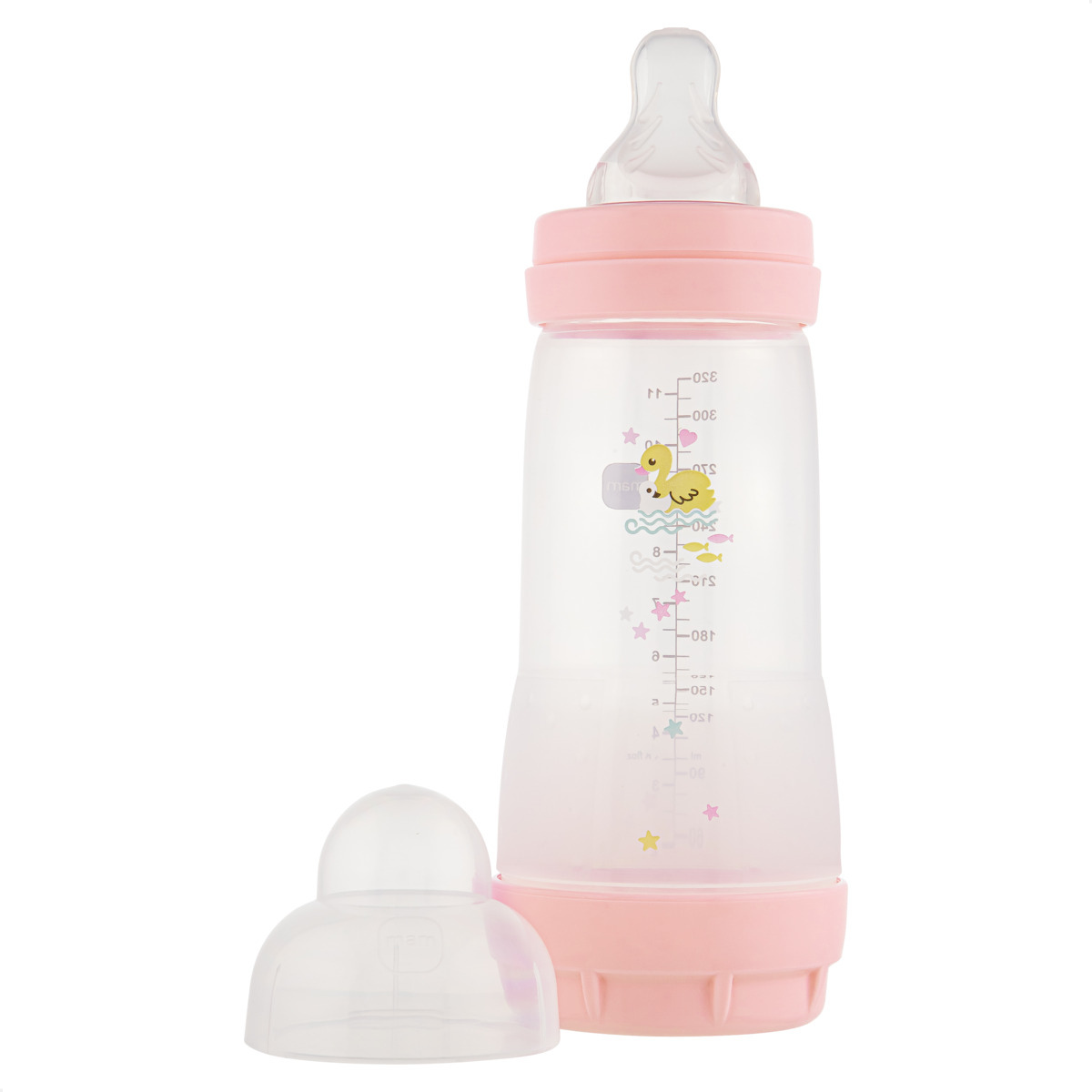 Mamadeira Mam Easy Start 320ml Anticólica e Autoesterilizável 4+ Meses Rosa