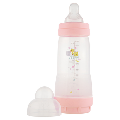 Mamadeira Mam Easy Start 320ml Anticólica e Autoesterilizável 4+ Meses Rosa