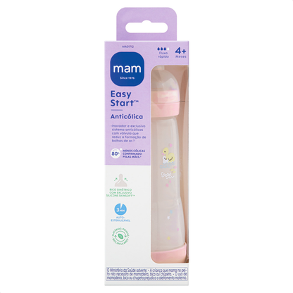 Mamadeira Mam Easy Start 320ml Anticólica e Autoesterilizável 4+ Meses Rosa