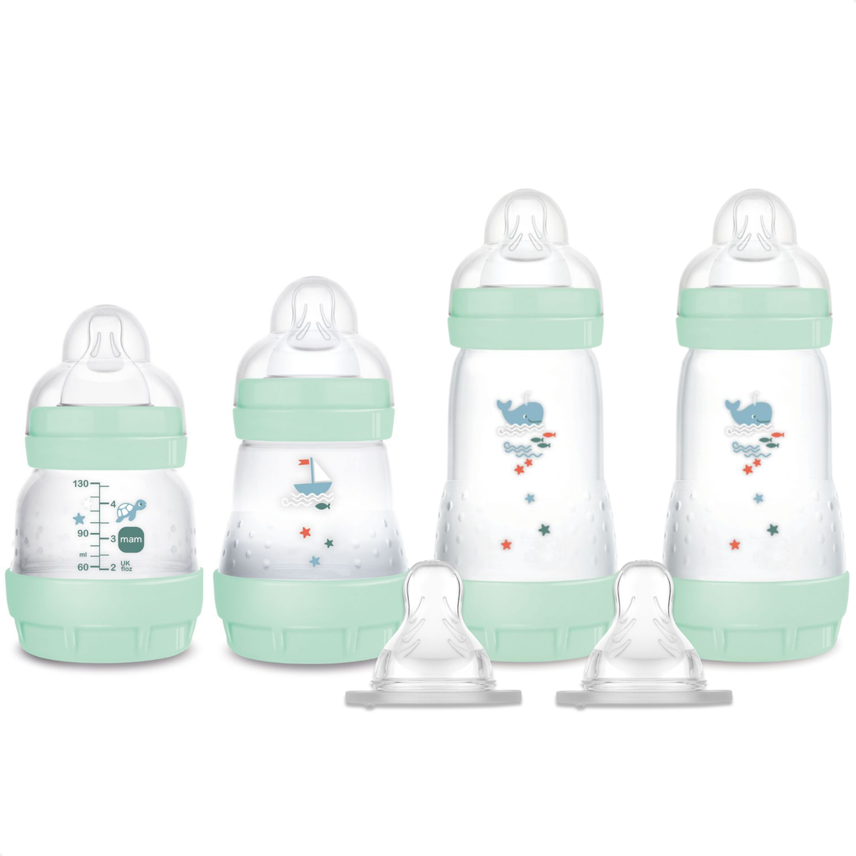 Kit 4 Mamadeiras MAM Easy Start - Gift Set Anticólica e Autoesterilizável 0+ Meses Verde