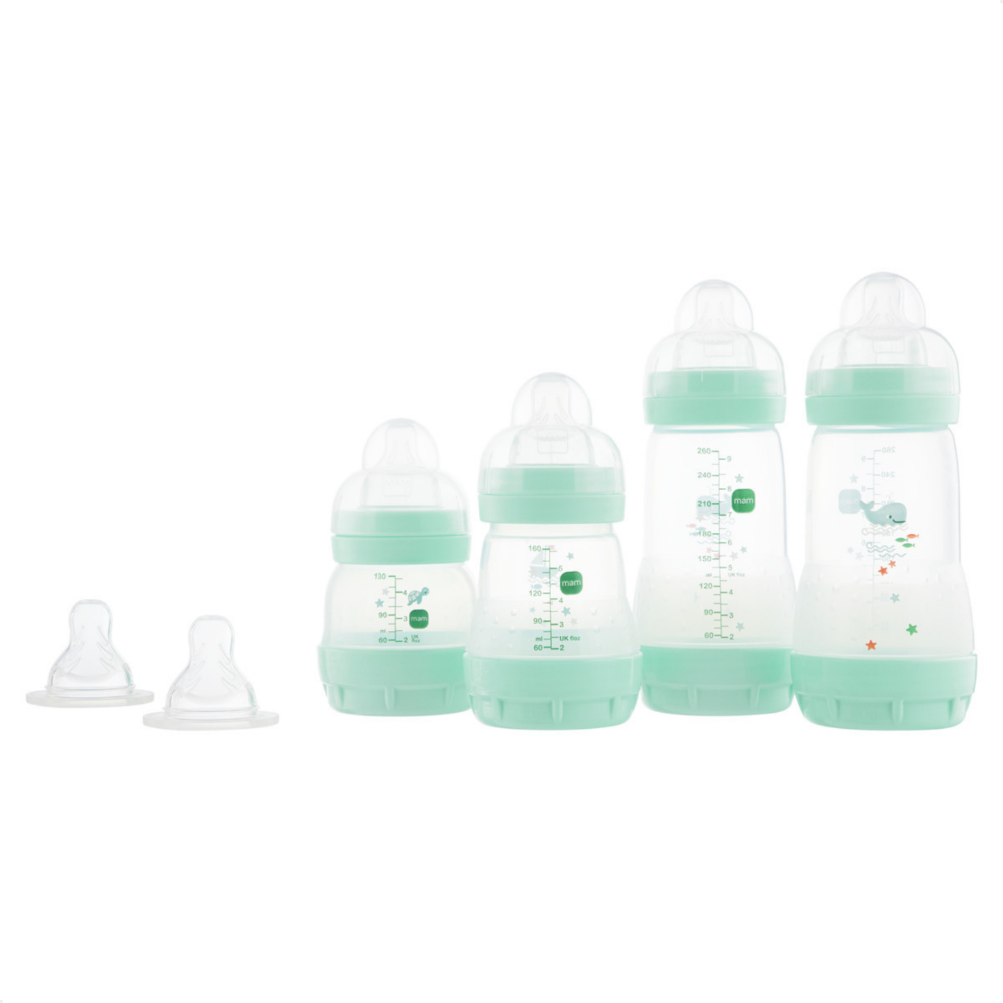 Kit 4 Mamadeiras MAM Easy Start - Gift Set Anticólica e Autoesterilizável 0+ Meses Verde