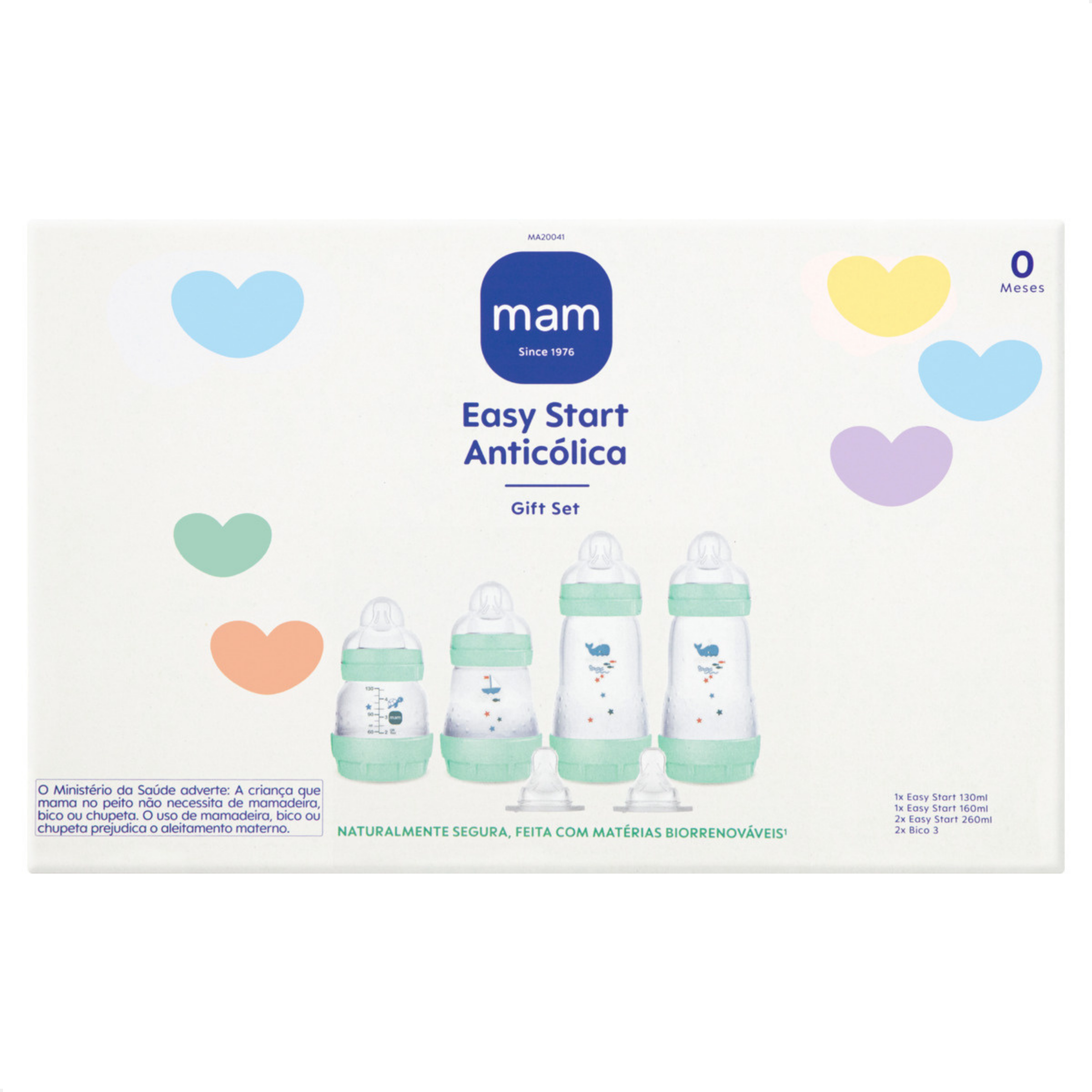 Kit 4 Mamadeiras MAM Easy Start - Gift Set Anticólica e Autoesterilizável 0+ Meses Verde