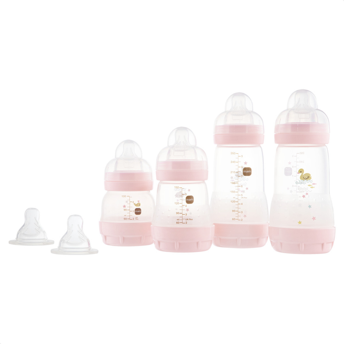 Kit 4 Mamadeiras MAM Easy Start - Gift Set Anticólica e Autoesterilizável 0+ Meses Rosa