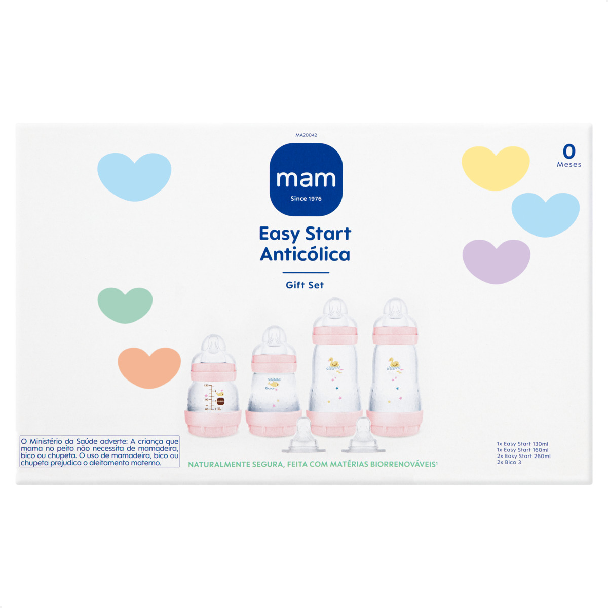 Kit 4 Mamadeiras MAM Easy Start - Gift Set Anticólica e Autoesterilizável 0+ Meses Rosa