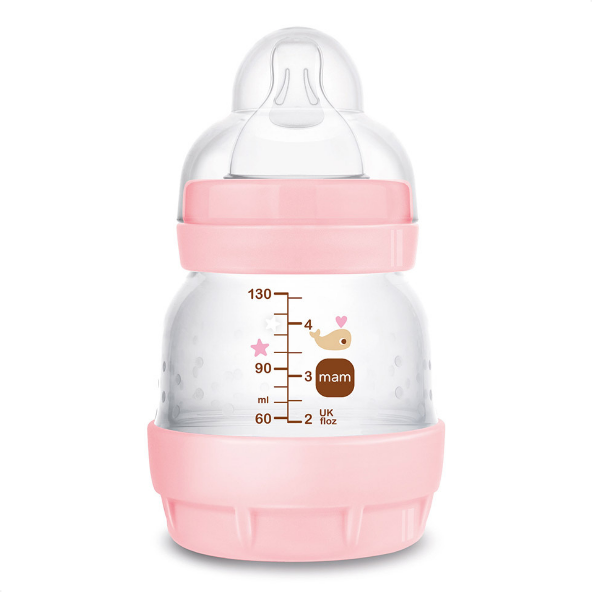 Kit 2 Mamadeiras MAM Easy Start - Starter Set 130ml + 260ml Anticólica e Autoesterilizável 0+ Meses Rosa