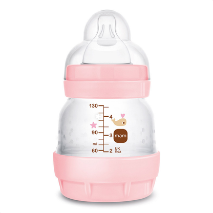 Kit 2 Mamadeiras MAM Easy Start - Starter Set 130ml + 260ml Anticólica e Autoesterilizável 0+ Meses Rosa