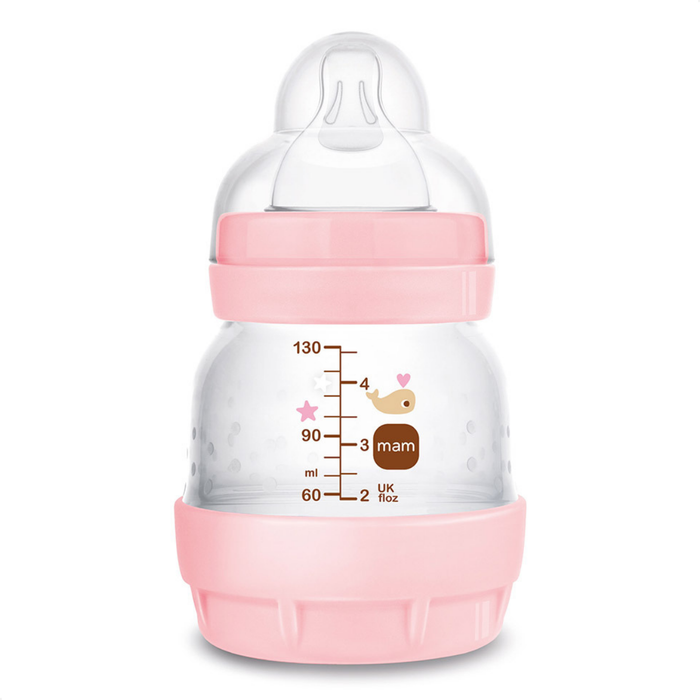 Kit 2 Mamadeiras MAM Easy Start - Starter Set 130ml + 260ml Anticólica e Autoesterilizável 0+ Meses Rosa