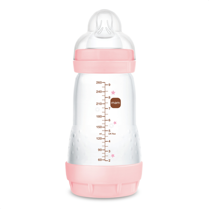 Kit 2 Mamadeiras MAM Easy Start - Starter Set 130ml + 260ml Anticólica e Autoesterilizável 0+ Meses Rosa